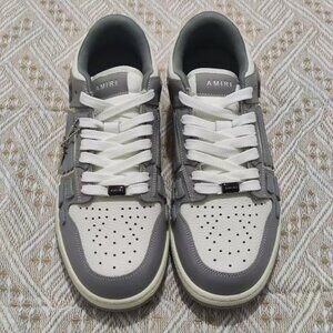 AMIRI Skel Top Low Grey & White Leather Sneakers